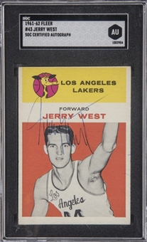1961/62 Fleer #43 Jerry West Signed Rookie Card – SGC Authentic 